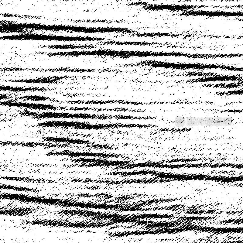木片垃圾纹理。黑色灰尘Scratchy Pattern。抽象的背景。矢量设计作品。变形的效果。裂缝。